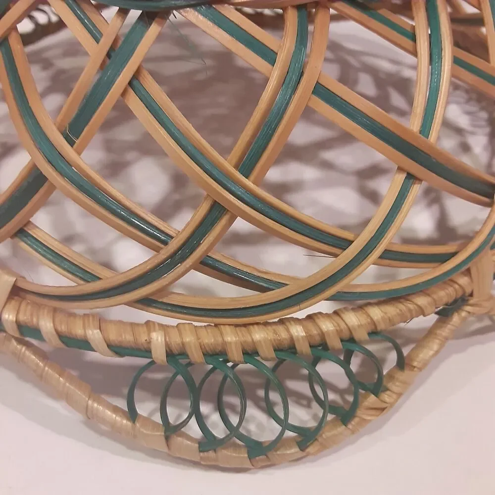 Vintage Woven Basket Green & Natural Versatile Decor